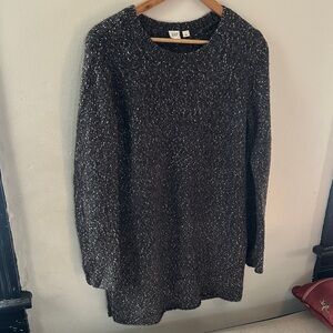 GAP Women's Charcoal alpaca and cotton blend speckled Long Sleeve sweater Dress